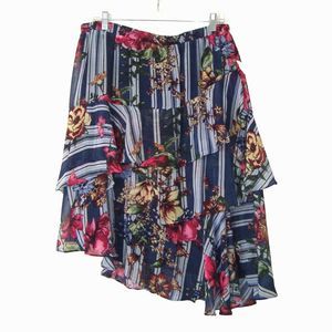 NWT Melissa Paige Blooming Floral Asymmetric Tiered Ruffled Hem Skirt Size L